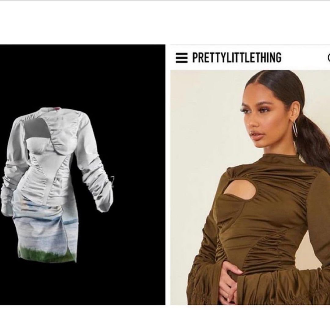 is accusing Pretty Little Things a fast fashion retailer for creating a version of her $229 Veronique blouse which debuted at her virtual show  #PinkLabelCongo last year, made theirs and sold it for $55.Get this  #PLT notorious for ripping off people's design 