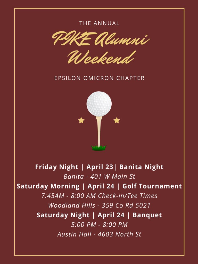 The men of PIKE are looking forward to spending time with our alumni this coming weekend!