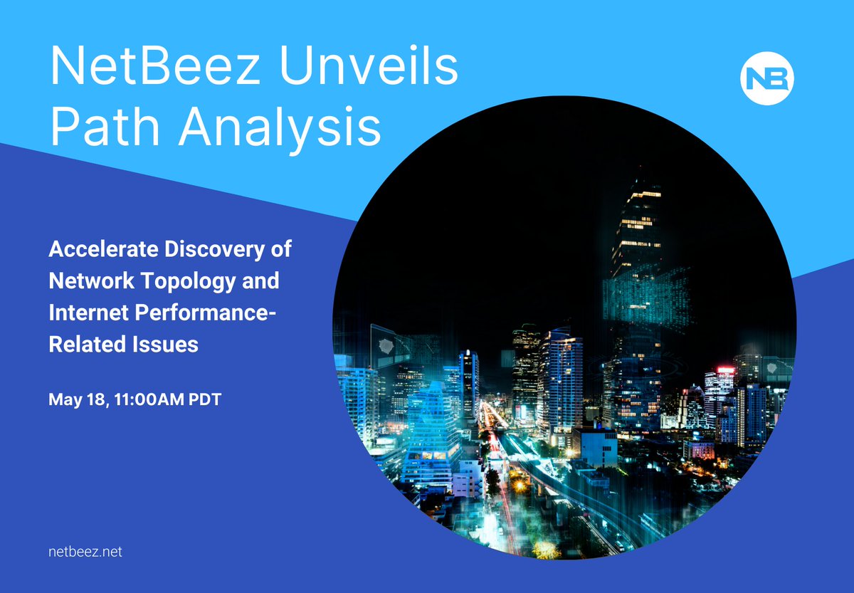 NetBeez's tweet image. Join us for our webinar introducing our new feature: PATH ANALYSIS on May 18th! Sign up here: hubs.ly/H0LDSg90 #pathanalysis #remote #networkmonitoring #wfh