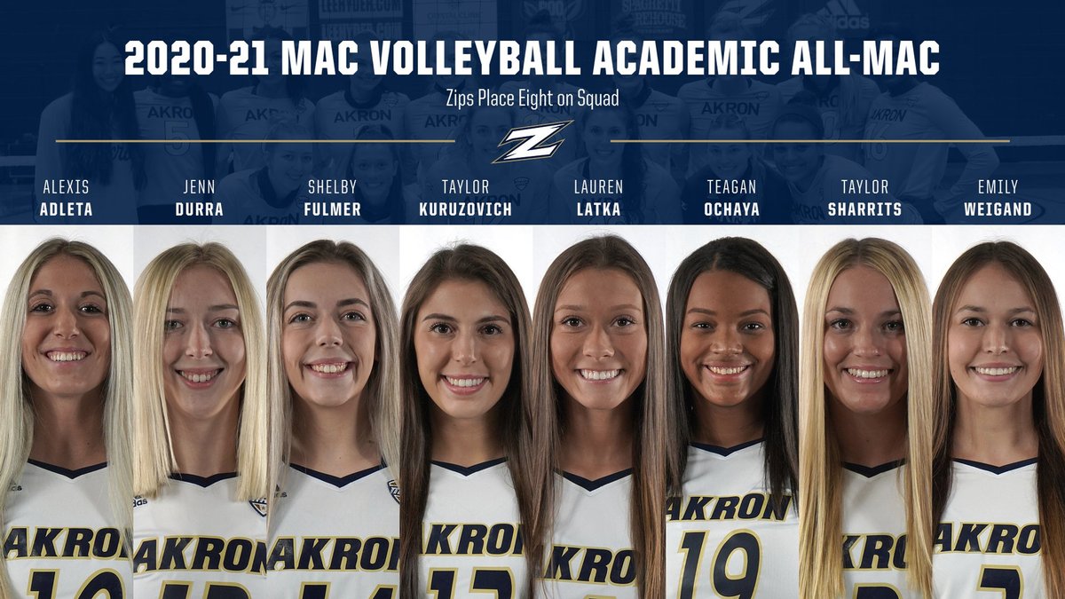 Akron Zips Volleyball (@zipsvb) on Twitter photo Akron <a href="/ZipsVB/">Akron Zips Volleyball</a> places eight on 2020-21 MAC Volleyball Academic All-MAC Team #GoZips
Full Release đ bit.ly/3uY0nhw Akron <a href="/ZipsVB/">Akron Zips Volleyball</a> places eight on 2020-21 MAC Volleyball Academic All-MAC Team #GoZips
Full Release đ bit.ly/3uY0nhw