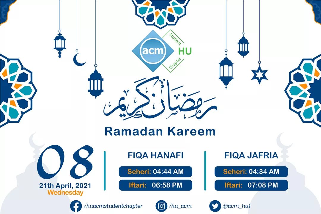 acm_hu1's tweet photo. "Whoever observes fasts during the month of Ramadan out of sincere faith, and hoping to attain Allah’s rewards, then all his past sins will be forgiven." (Al-Bukhari and Muslim)
#HUACM #ACMSTUDENTCHAPTER #RAMADANKAREEM #8THRAMADAN #DOC #FEST https://t.co/c3s6Zj022u