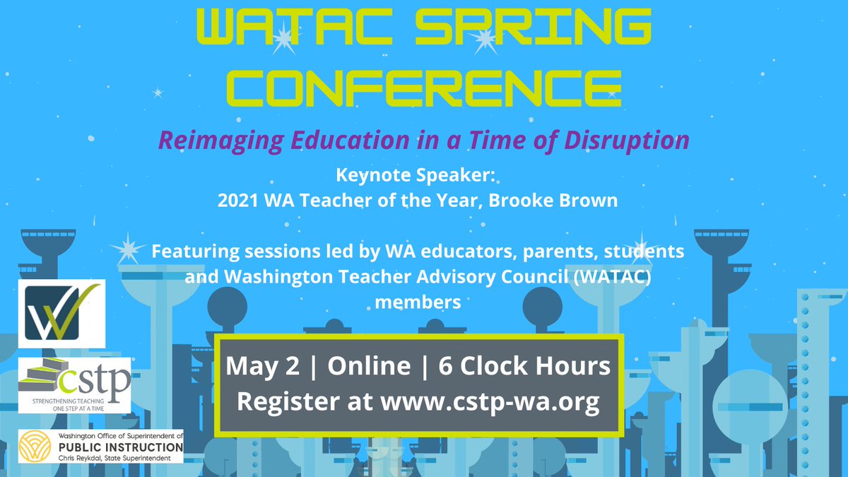 All WA teachers, paras, principal admin &amp; ed leaders are invited to register for #WATAC2021.

#waedu <a href="/WaTeacherLeader/">WATAC</a> <a href="/waOSPI/">WA State OSPI</a> <a href="/dave_gamon/">DaveGamon</a> <a href="/TeachSpedNow/">Melissa Charette</a> <a href="/ByingHeather/">Heather Byington</a> <a href="/hungrylutheran/">Hilary Seidel</a>