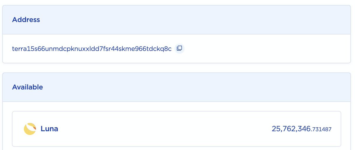 Let's check  @binance's wallet regarding  $LUNA:25.76M  $LUNA left.