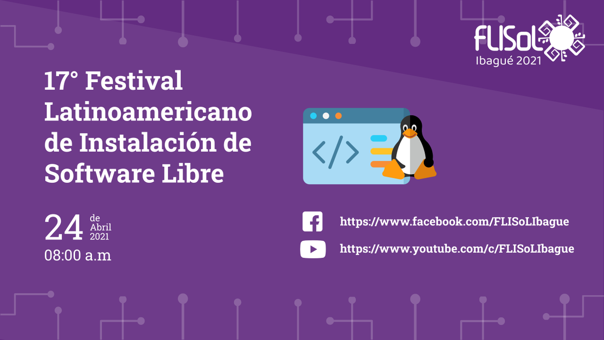 danielguzman1's tweet photo. Sábado 24 de Abril de 2021 gratis
17 FLISoL #CEADIBAGUE @UniversidadUNAD #Ibagué @UNADZonasur
conferencias/Talleres
@cesarbrod Brasil y @hernanpachas Perú
#Streaming @LPIConnect
https://t.co/R4K0EhIwCR https://t.co/eE2nhULBPy
#FreeSoftware #OpenSource #FSF #Codesis https://t.co/eSOvTXFjvI