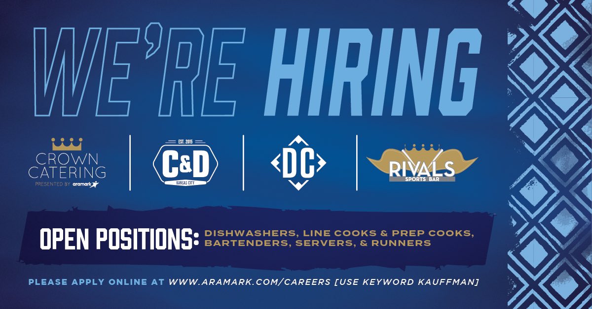 TheKFoods's tweet photo. Looking for fun job in a fast paced sports environment? ⚾️💸👑🔥😎 Look no further...⬇️⬇️⬇️ #Rivals #DiamondClub #CraftandDraft #CrownCatering #Royals #TheK https://t.co/DrQEOes47E