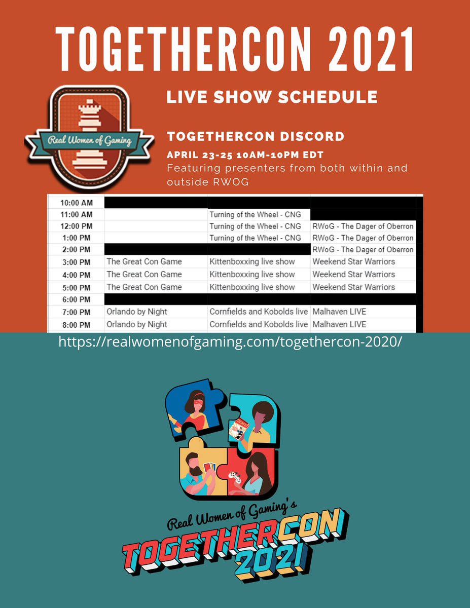 RealWomenGaming's tweet photo. They're FINALLY  here. @vanritherogue has finalized the #TogetherCon2021 schedules. Get your first look here! https://t.co/Fg4IqOwh6b