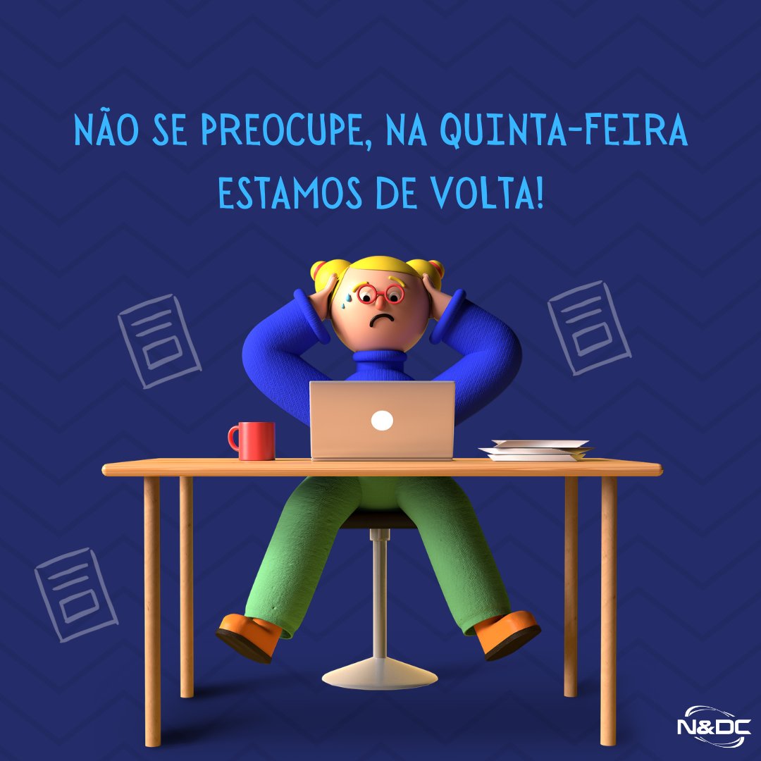 NDCSI's tweet photo. Comunicado Importante!
Informamos que no dia 21/04/2021 quarta feira, não haverá Expediente! Retornaremos dia 22/04/2021 - horário comercial. Estamos a disposição, qualquer dúvida fale com nossos os especialistas através do fale conosco! https://t.co/6gZFgyK3pS
#ndcsi #tecnologia https://t.co/UrSJBnDtnN
