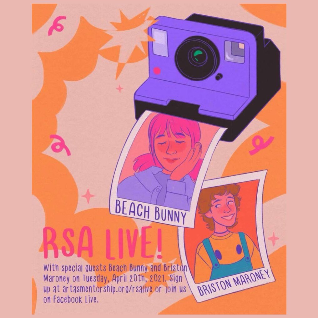 We’re a little over 2 hours away from tonight’s RSA Live! Spring Season Finale with <a href="/BeachBunnyMusic/">Beach Bunny</a> &amp; <a href="/BristonMaroney/">Briston Maroney</a>. Can’t say enough kind words about these two talented sweethearts. Please join us by signing up at artasmentorship.org to be in the room TONIGHT at 7 PM CST.