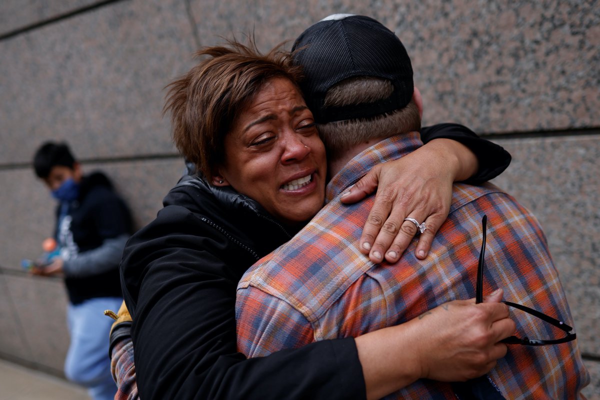 Crowds gathered at George Floyd square in Minneapolis and outside the courthouse chanted “All three counts!” and applauded and wept after Derek Chauvin was convicted on all charges in the murder trial of  #GeorgeFloyd.