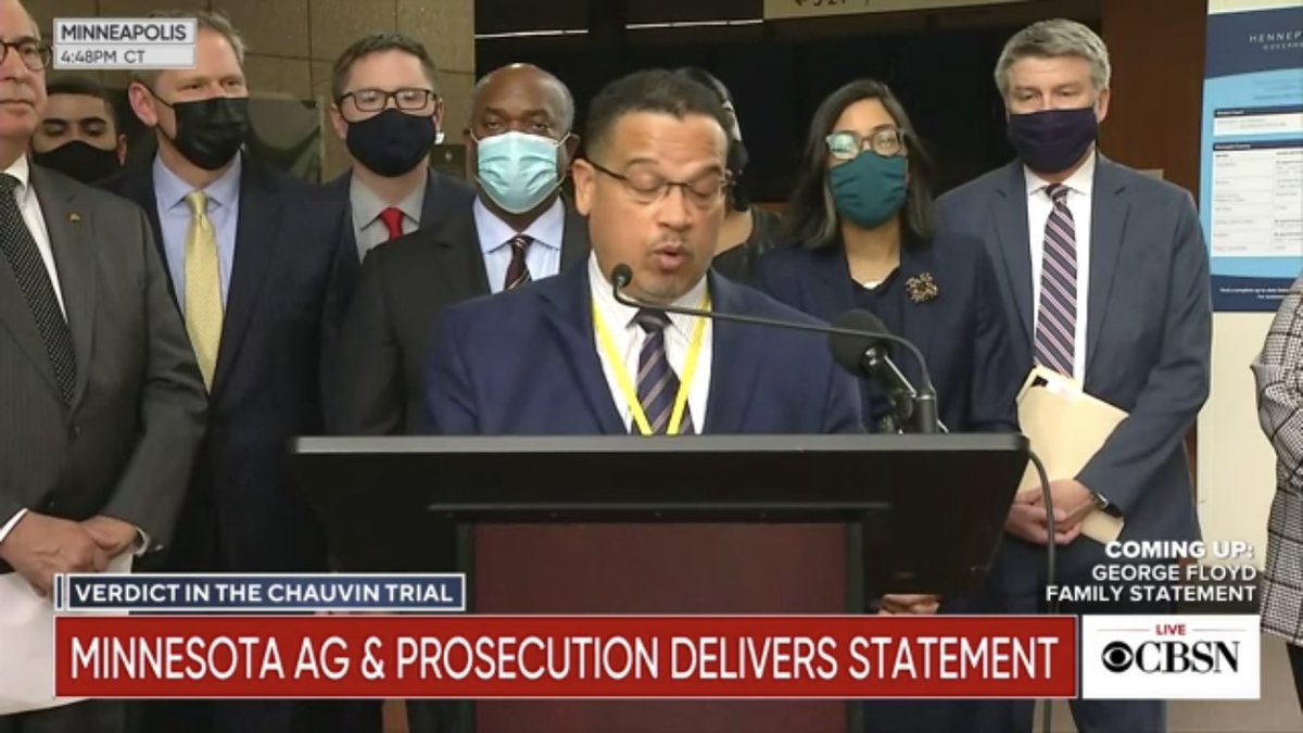 vladduthiersCBS's tweet photo. "I would not call today's verdict justice, however, because justice implies true restoration. But it is accountability, which is the first step toward justice." 

Minnesota Attorney General Keith Ellison #GeorgeFloyd https://t.co/hdCFSmzkkf