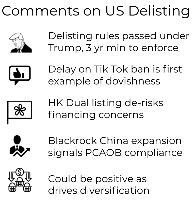 7/ Some bearish analysts have backfit a story on BIDU's drop, fear mongering re: delisting of Chinese ADRs. I think this is silly. Biden slowed the Tik Tok ban, and Blackrock China is launching which signals a bullish view on accounting compliance PCAOB problems being resolved.