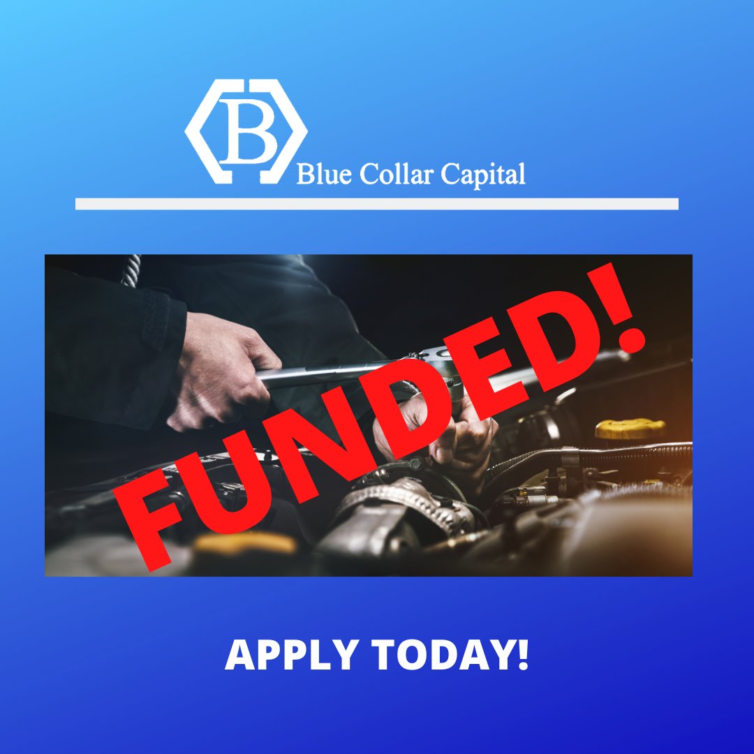BlueSolutionsCo's tweet image. FUNDED DEAL OF THE DAY! $45,000 Auto Repair. Apply today! BlueCollarCapital.net
#funding  #business #businessloan #lending #smallbusiness  #smallbusinessowner   #smallbusinessloans #money   #businessowner #businessfunding #workingcapital  #loans