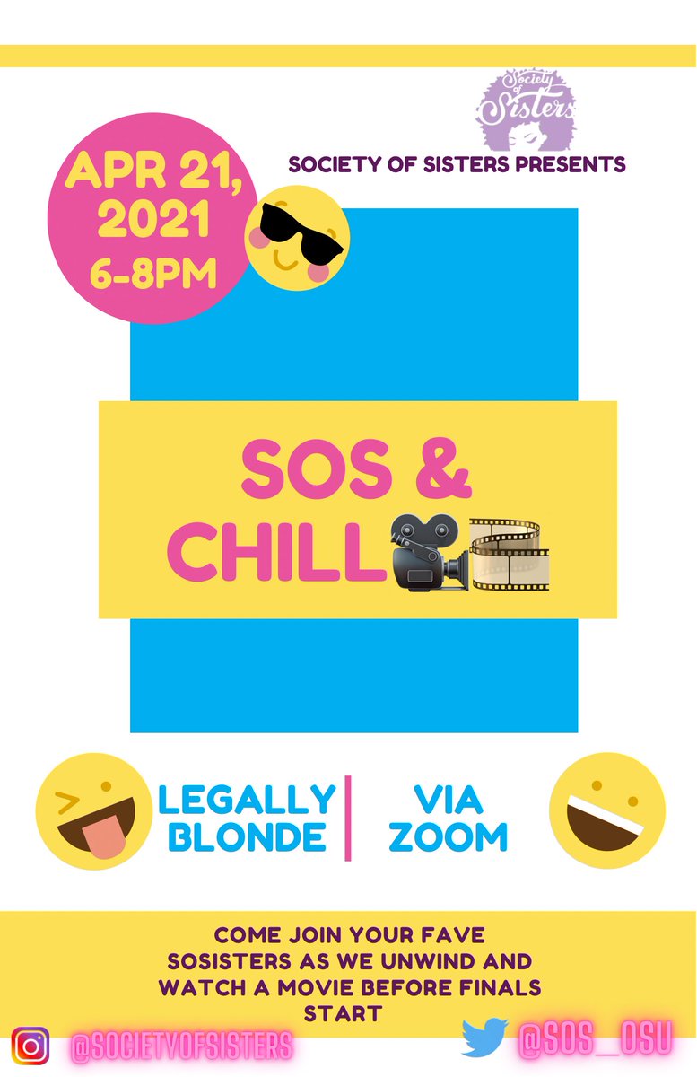 SOS_OSU's tweet image. Hey y’all your fave SOSisters have one last event of the school year for you!!!! Join us tomorrow @ 6 for movie night. Finals are right around the corner so come join us and relax before we all get in study mode!!! We hope to see you all there OKKKURRRTTTTTT💚💜