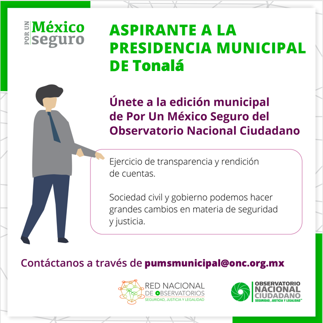 corzo_t's tweet photo. Aspirante a la #PresidenciaMunicipal de Tonalá
Te invitamos a participar en la #EdiciónMunicipal de #PorUnMéxicoSeguro en la que podrás compartir
tu proyecto en materia de #seguridad y #justicia.
compartenos un contacto a través de: pumsmunicipal@onc.org.mx  por este medio. https://t.co/RNKGNRnXYE