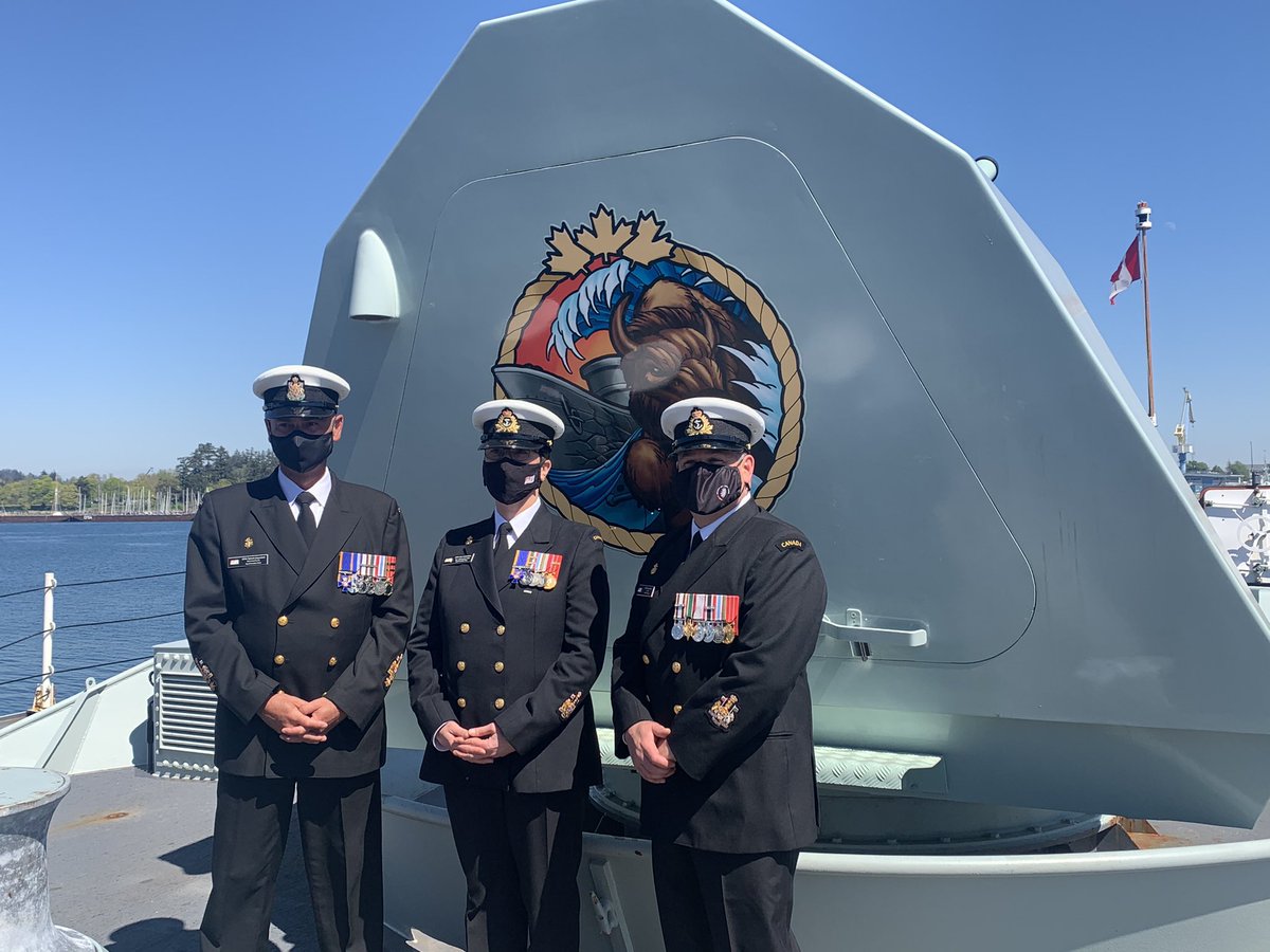 Fantastic change of appointment ceremony on board <a href="/HMCSWinnipeg/">HMCS/NCSM Winnipeg</a> today! @goalie871 CPO1 Line Laurendeau took over from CPO1 Pascal Harel, as <a href="/PacFltChief/">Royal Canadian Navy Pacific Fleet Chief</a> CPO1 Sylvain Jaquemot looks on. DYK that all three have been Coxswains of <a href="/HMCSWinnipeg/">HMCS/NCSM Winnipeg</a>?