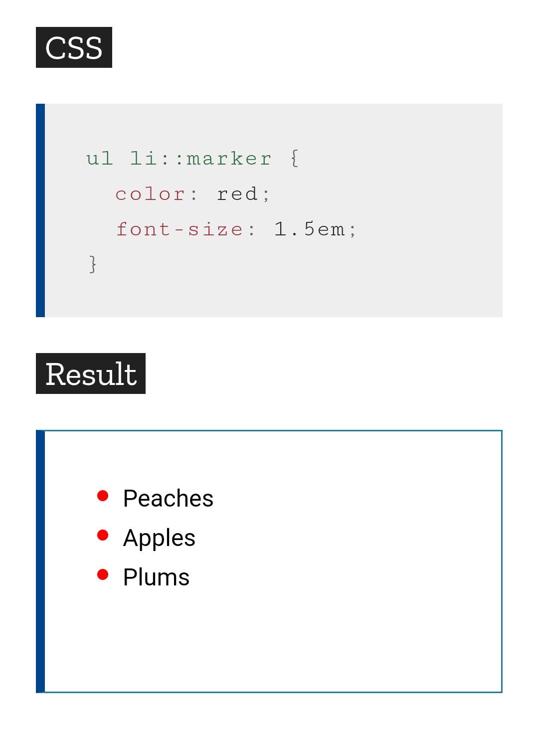 Pratham on X: "CSS 🎨 You can change the styling of list marker using `: : marker` pseudo-element https://t.co/QpPOfu2Jul" / X Pratham on X: "CSS 🎨 You can change the styling of list marker using `: : marker` pseudo-element https://t.co/QpPOfu2Jul" / X