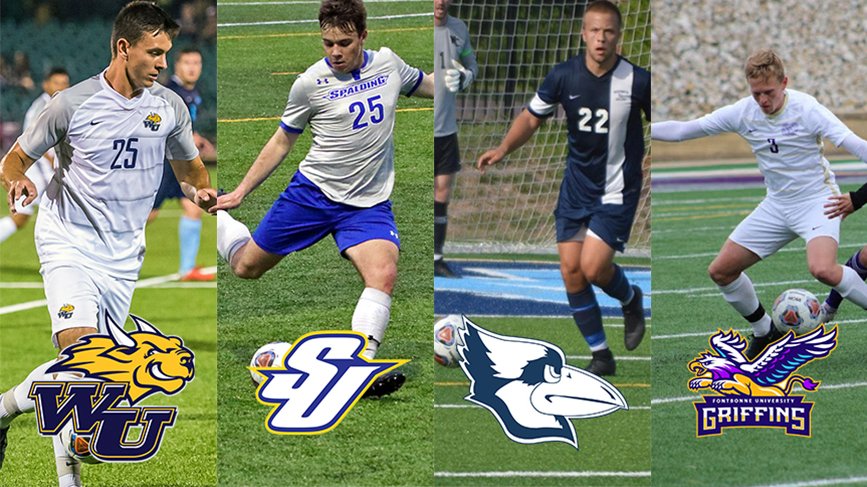 SLIAC's tweet photo. Quarterfinals round of the 2020-21 SLIAC Men's Soccer Tournament sees @GorlokSports explode on offense and @FBUGriffins notch upset. @SUGoldenEagles and @WC_BlueJays also advance to semis #SLIACtion #d3soccer

https://t.co/QDF7jSj4sg https://t.co/iRZQMyuWBw