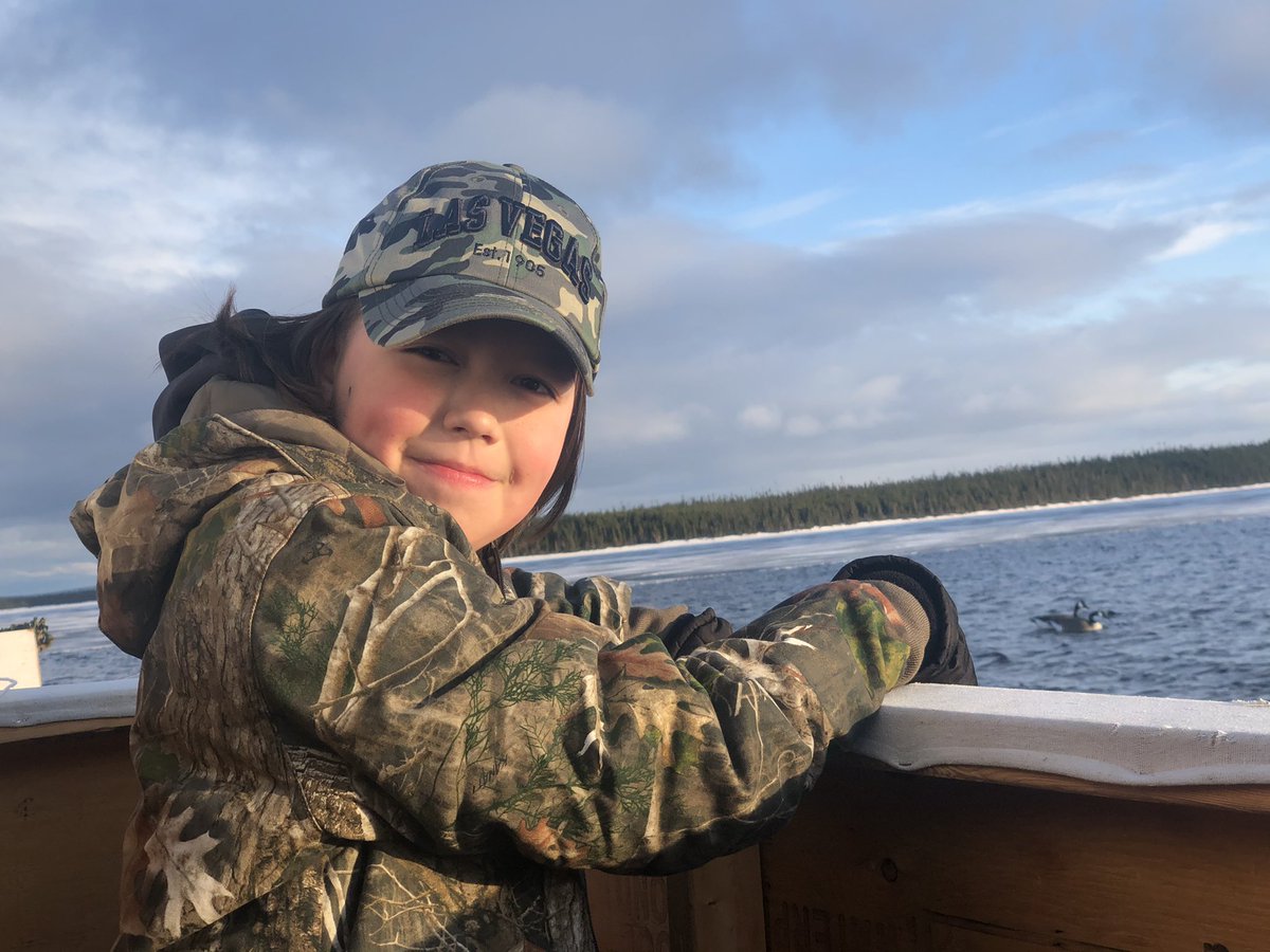 AntsMacLeod's tweet photo. Some evening hunt with my youngest son Caleb (10 yrs old). All my boys shot their first goose at the point.  Its his turn to take his position as a young hunter. #Eeyou Istchee    “Oh dad i’m nervous” he says 😁 https://t.co/c6dHa7ar5k