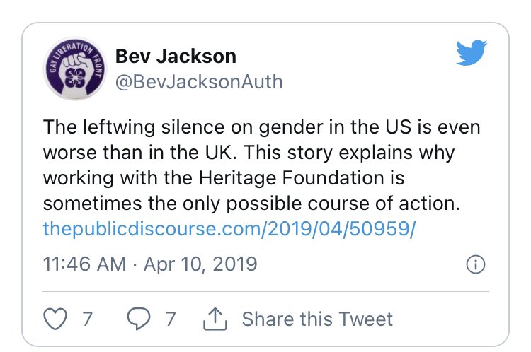 Here is an LGB Alliance leader, praising the Heritage Foundation. The Heritage Foundation is a far-right group that hates all LGBT people.