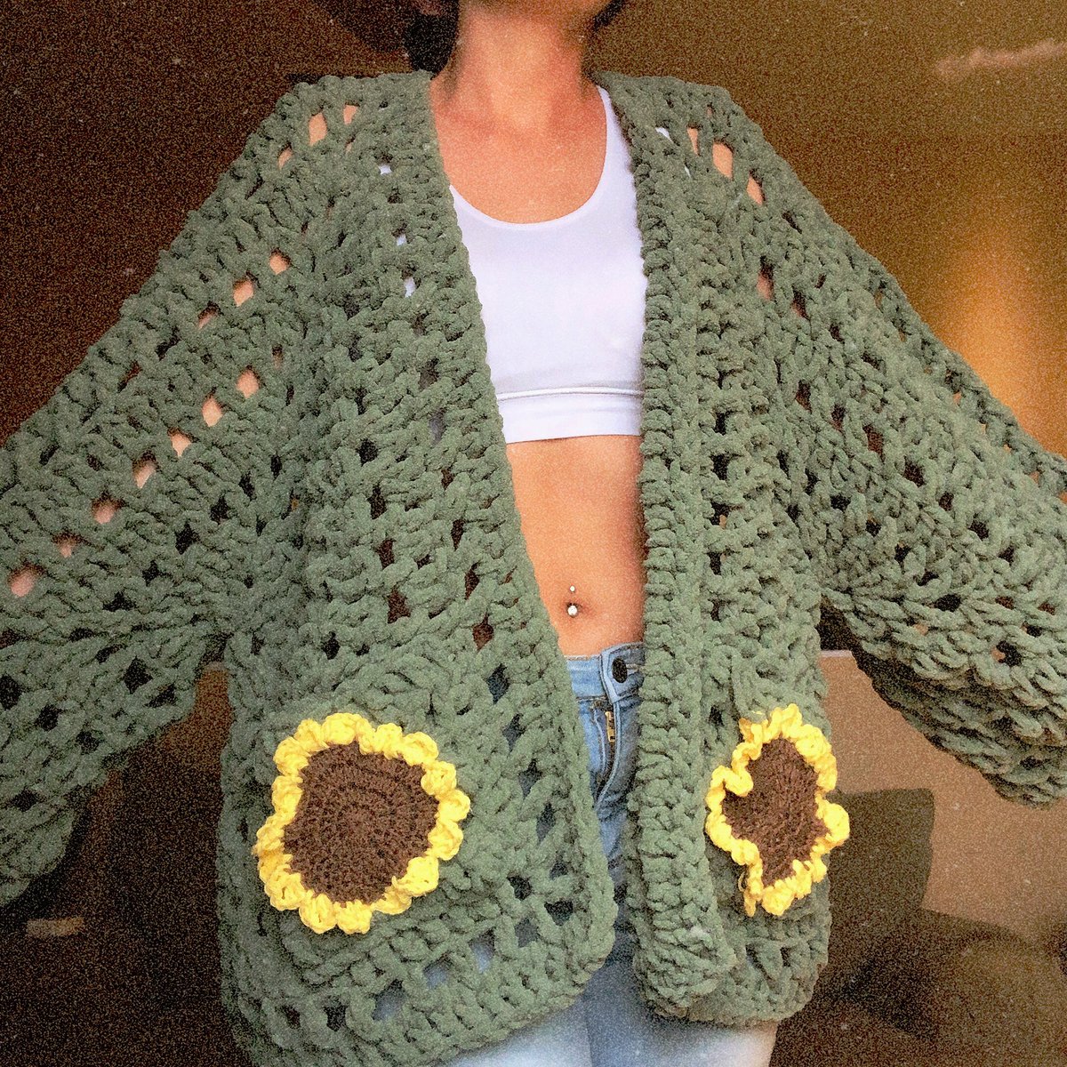 sunflower crochet cardigan