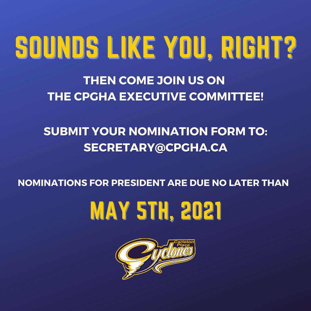 cp_cyclones's tweet photo. CPGHA Executive Spotlight! The position of our fearless leader aka President is up for election at our AGM (May 19!) Here are some qualities that would make a great President of the CPGHA!
#GirlsHockey #CPGHA #CPCyclones  #MinorHockey #GirlsHockey #Volunteer https://t.co/M7sCvPi83t