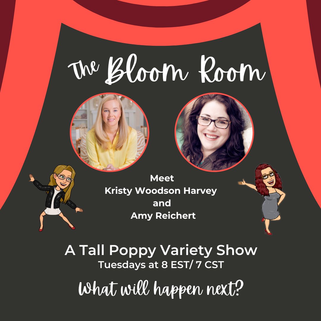 aereichert's tweet photo. Going live in 30 minutes!! This Bloom Room is one not to be missed. @kristywharvey and I will be celebrating our book launches. Next Tuesday at 8 pm EST/ 7 pm CST. Make sure to join Bloom to watch live at https://t.co/XlDO4Bq6K1
#Bloomroom #tallpoppywriters #liveshow #bloomreads https://t.co/aXph0S3xjm