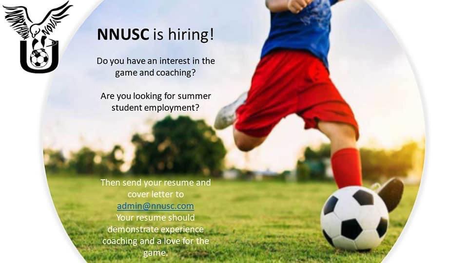 NnuSoccer's tweet photo. We’re #hiring two summer students who are enrolled in a post-secondary program in September 2021. Send your resume to admin@nnusc.com https://t.co/ROK2O89Zf7