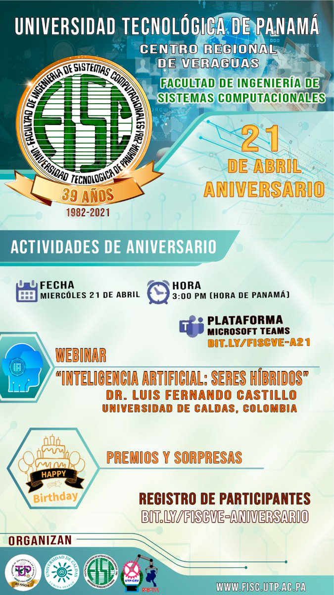 RobotsisV's tweet image. Invitación a celebrar este 21 de abril el aniversario de la FISC  en el C. R. Regional de Veraguas con un expositor internacional, el Dr. Luis Fernando Castillo 
@luisfercastillo , desde la Universidad de Caldas, Colombia. Están todos cordialmente invitados....!!!!