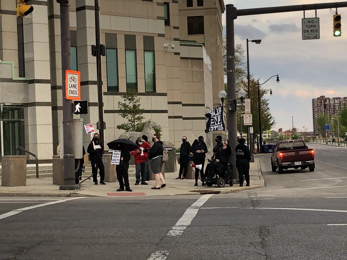 Some people have now gathered outside Columbus Police HQ.