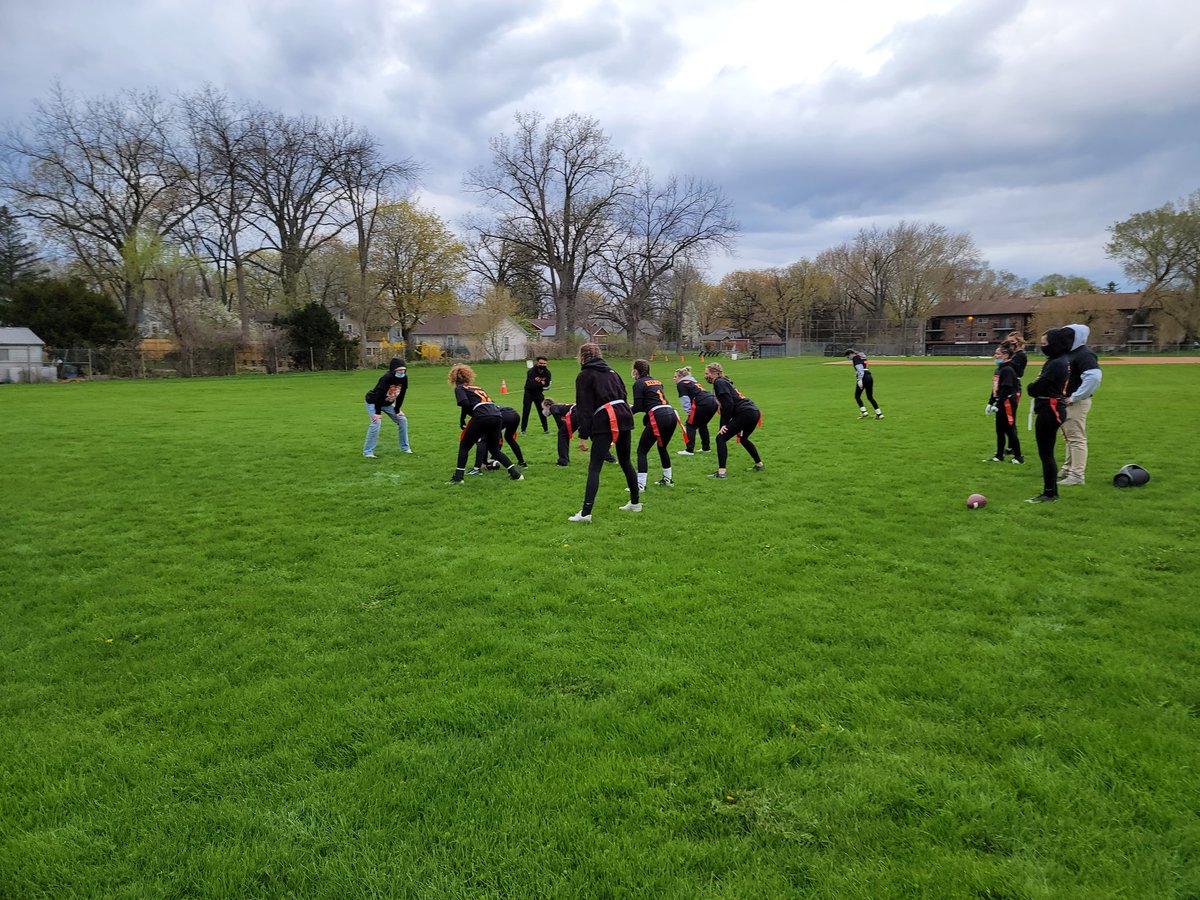 East Side getting warmed up for tonight's Powder Puff game! <a href="/MCHS156/">McHenry</a>