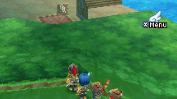 • A rock only used in one cutscene is actually there just behind the camera.• The back of the one building is not modeled in the overworld but is actually modeled when you enter the town. Also signs have symbols on both sides.• Mini Medal pile is fake.