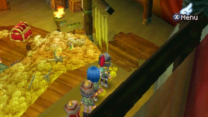 • A rock only used in one cutscene is actually there just behind the camera.• The back of the one building is not modeled in the overworld but is actually modeled when you enter the town. Also signs have symbols on both sides.• Mini Medal pile is fake.