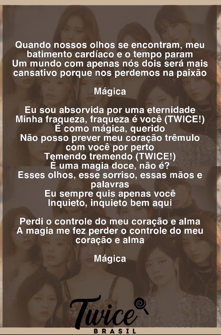 TWICE (NO) Brasil  Zone & Masterpiece on X: 🇧🇷 - Tradução da letra de  'Perfect World'. Não retire os créditos! #TWICE #트와이스 @JYPETWICE   / X