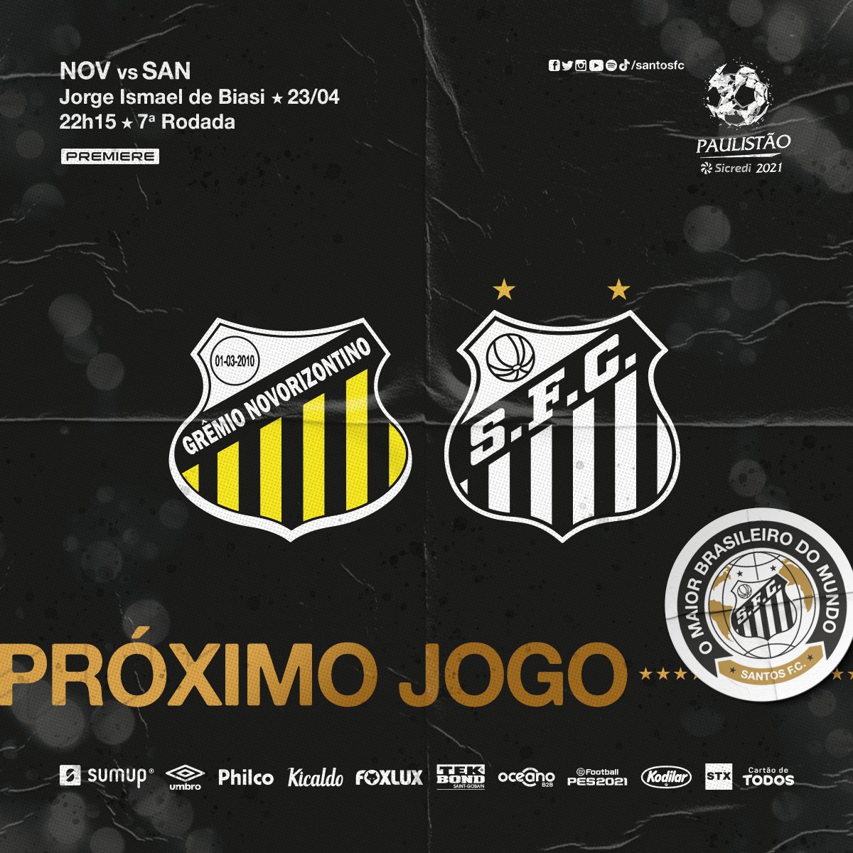 Santos FC on X: O próximo jogo do Santos é contra o Grêmio Novorizontino,  pelo #Paulistão.  / X