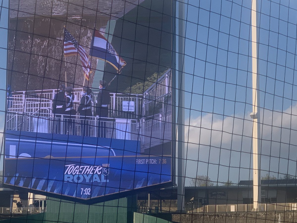 Robinson4kc's tweet photo. Came to @Royals to support the home team and @CentralHS_KCPS Color Guard #PresentColors @CrystalCalledIt is looking mighty fine in the Buck OβNeil legacy seat with her hubby and favorite American Marquis Everett #D3Strong and Jeffery got a foul ball #thanksSgt https://t.co/8ABYGZhDpw