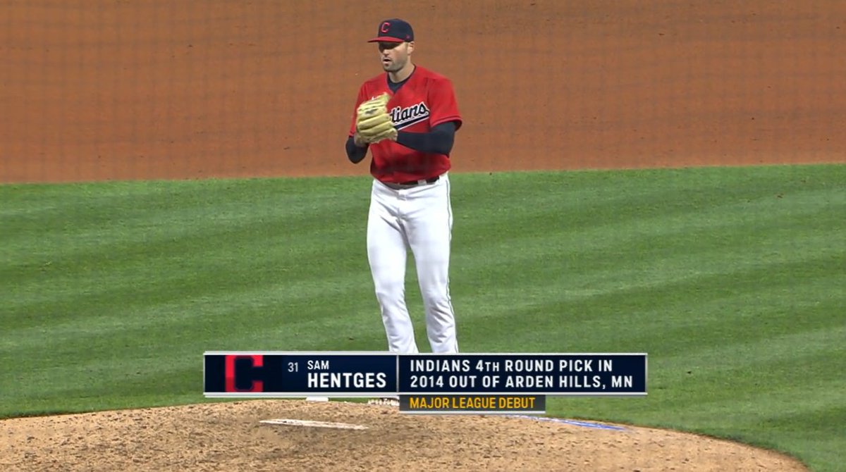 19,948th player in MLB history: Sam Hentges- 4th round pick in '14 out of Arden Hills HS (MN)- third MN HS Draft pick to reach MLB this century (Joe Mauer, Brad Hand)- Tommy John surgery in July '16- mid-90's FB w/ great CB- listed at 6'6" but definitely taller than that