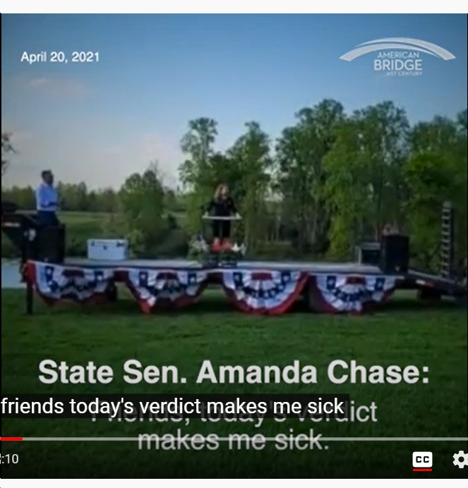 bluevirginia's tweet photo. Video: VA GOP gubernatorial candidate, Sen. Amanda Chase, says "today's verdict makes me sick; I am so concerned about our law enforcement right now quitting, and you should be too" https://t.co/IbnYsqV8Wz https://t.co/F1bRFFGE16