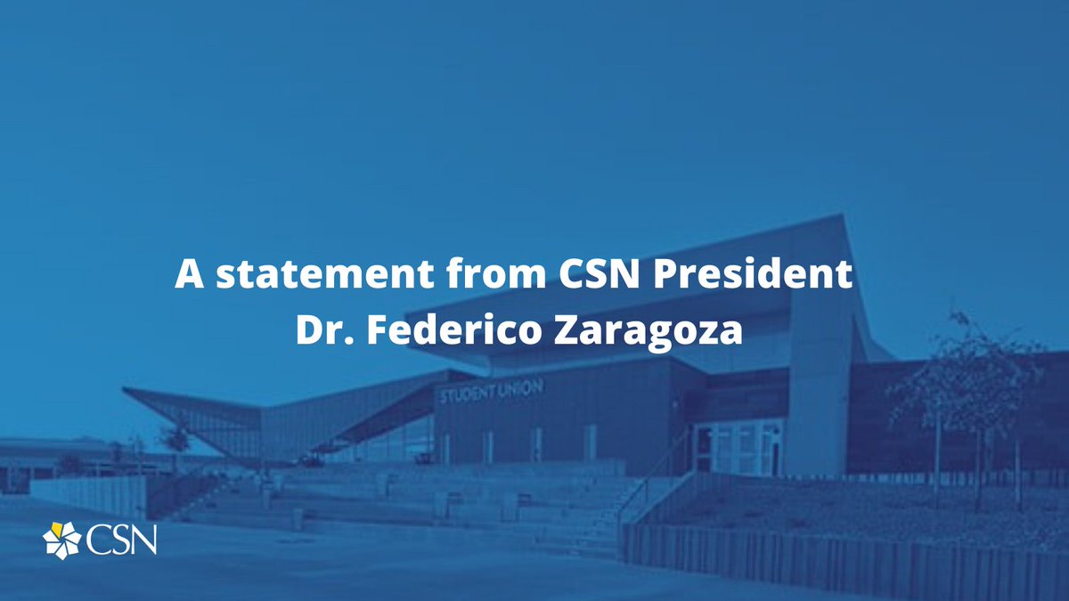 CSNPresident's tweet image. #CSN President Federico Zaragoza has issued a statement following the verdict in the Derek Chauvin trial. Read the full statement at blog.csn.edu/?p=3624