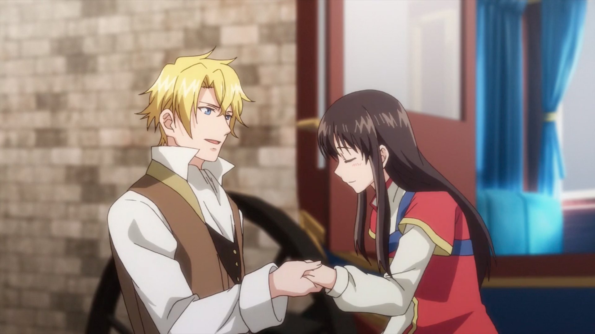 Twitter এ まみほ 聖女の魔力は万能です 第3話 凍っていない氷の騎士アルとセイがお手手繋いで街探索 初デート セイの魔法付与は万能でした さすが聖女様 アルから手の甲にキスされたセイのちょっぴり照れた顔 これはプレゼントに対するお礼のキスって感じでも