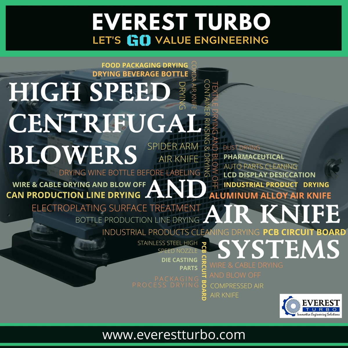 EverestTurbo's tweet image. Super Efficient Blower Airknife Drying Systems 
#CanDrying #BottleDrying #TileDrying #IonizedBlowerAirKnife #MeltdownFabric #FruitAndVegetableDrying #SublimationPaperCoating #ColdRolling #PartsDrying #ComponentsDrying #BatteryDrying #NoodleDrying #WireAndCableDrying