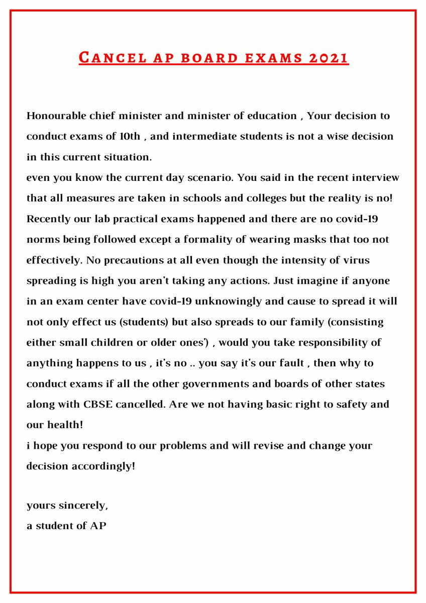 Fharookpspk's tweet photo. Sir plzz cancle our Intermediate exams🙏🏻 @ysjagan @AudimulapSuresh
#cancelapboardexams2021 https://t.co/HUfxZI8g7f