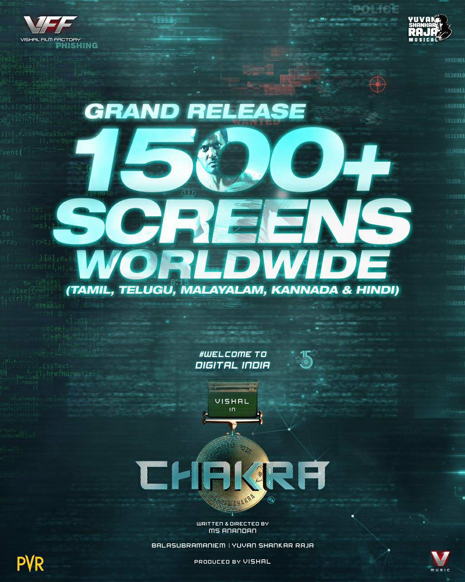 #Chakra Released in 1500+ Screens Worldwide in 5 languages Did Successful in All 5 Languages Thanks To Our Audience To Reach Massive Hit In Box Office @VishalKOfficial @AnandanMS15 @johnsoncinepro @baraju_SuperHit @ajay_64403 @HariKr_official @VffVishal @VISHAL_SFC #VishalChakra