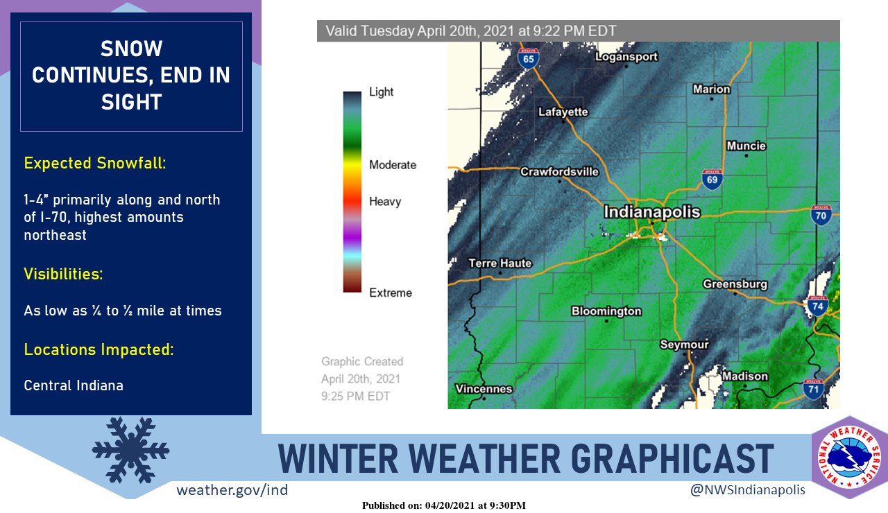 NWS Indianapolis on Twitter "Snow continues across much of central