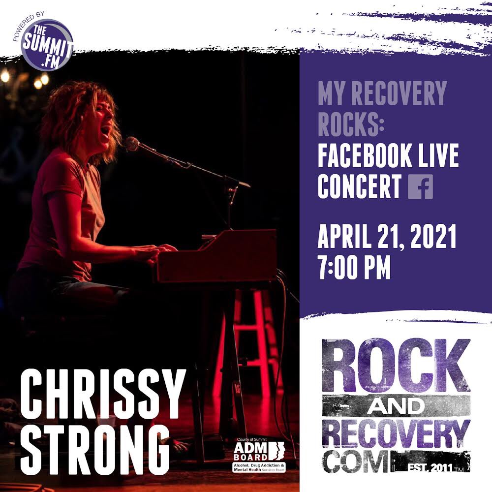 Absolutely thrilled to have Chrissy Strong back with us for “My Recovery Rocks” Facebook Live! Tomorrow night at 7pm EST.  Don’t miss it!

My Recovery Rocks is sponsored and proudly supported by the County of Summit ADM Board
#recoveryrocks #musicheals