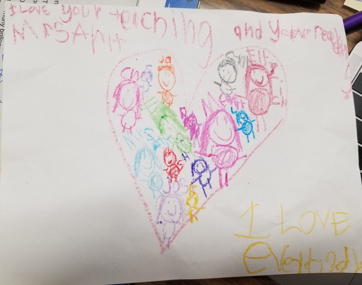 ArltRhonda's tweet photo. It doesn't get better than this! "I love your teaching and reading Mrs. Arlt. I love everyone."  Her illustration shows her heart is filled with everyone in her class! #gonnaframe #bestillmyheart https://t.co/aCsAzdDpoV
