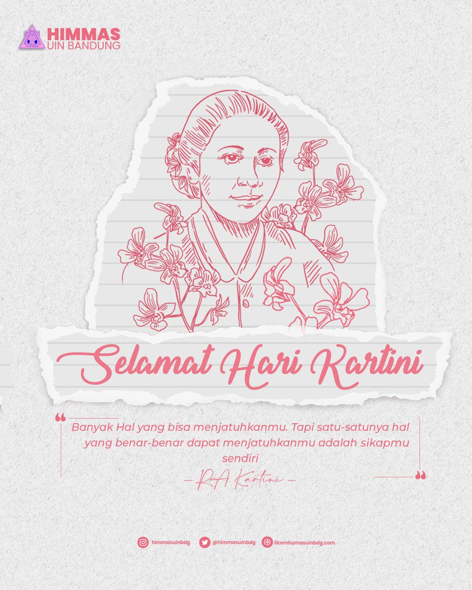 [PHB: HARI KARTINI 2021]
Assalamualaikum Hallo, Fellas!
"Jangan pernah menyerah jika Anda ingin mencoba. Jangan biarkan penyesalan datang karena Anda selangkah lagi untuk menang" - R.A. Kartini
Selamat Hari Kartini 
#HIMMASUINBDG
#INHUMASWETRUST
#AINGHUMASBLOUGHT
#HariKartini2021