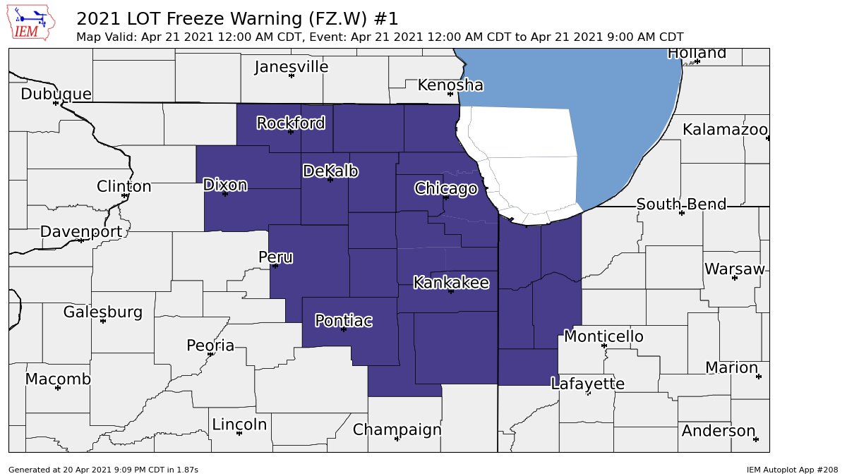 StormTechChaser's tweet photo. LOT continues Freeze Warning valid at Apr 21, 12:00 AM CDT till Apr 21, 9:00 AM CDT https://t.co/zLaoBE3kth https://t.co/C7124yHWkw