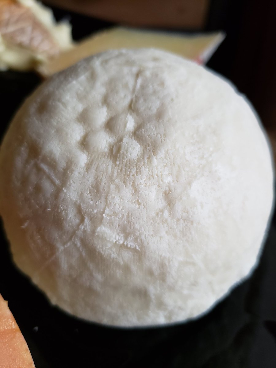 We begin with this baseball from Greece. It's a salt-rubbed whey cheese called Mizithra. My cheesemonger tried to talk me out of buying it  so, uh... yeah. To be fair, it's more of a "grate it on a salad" cheese than an "eat it for its own sake" cheese, but I wanted to try!