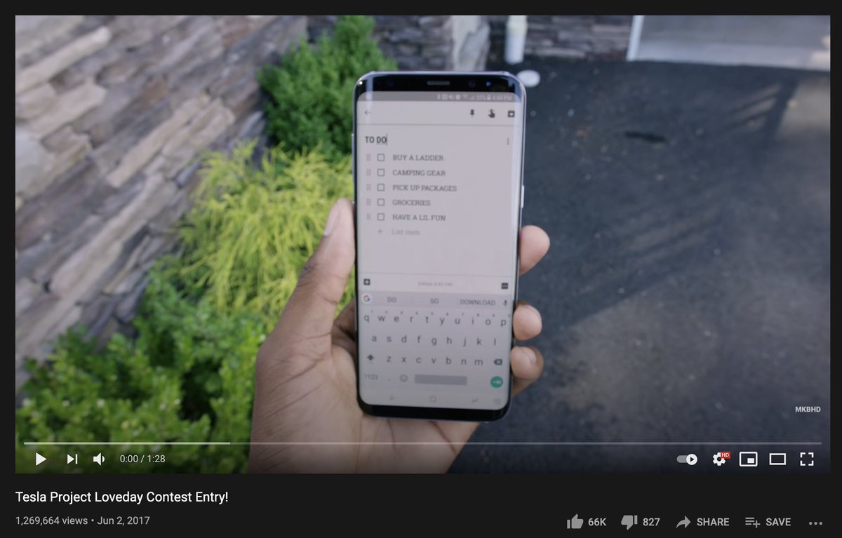 Just the top 10 finalists from “Project Love Day” racked up 3M+ views.The winner — no other than  @MKBHD.His sick vid has racked up over 1.2M+ views to date.He eventually did a “Tesla Factory Tour with Elon Musk” that was published on YT.To date, it’s racked up 12M+ views.