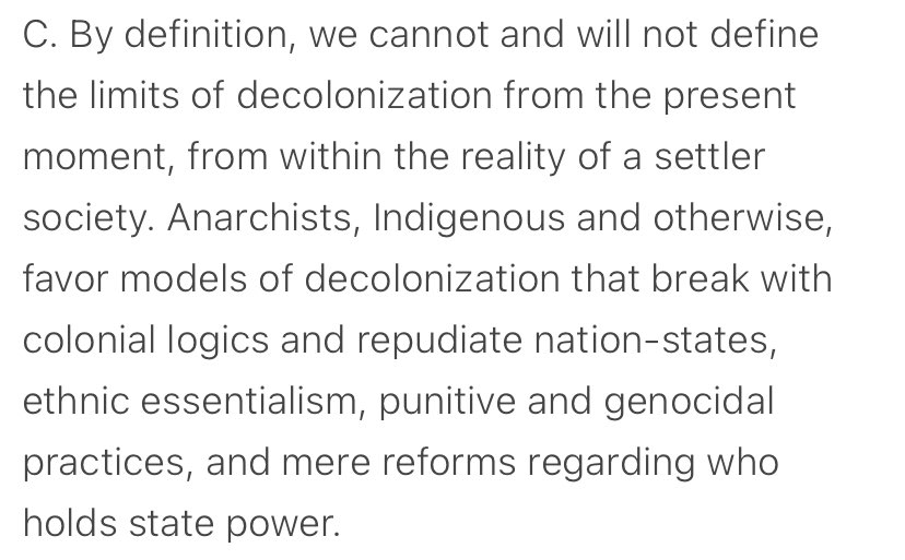 Settlers, stick to your lane. Decolonization isn’t your lane. You can be anti-colonial, you can unsettle, but you can’t say this BS, and it is horrific BS: